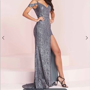 Brand new, shimmery, off-shoulder prom dress